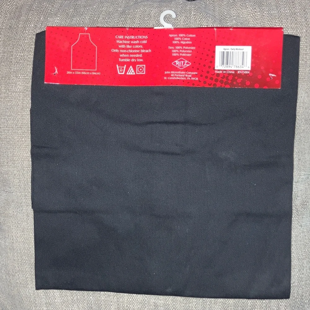 Black Full-Sized Apron with Corkscrew Workout‎ Design 26x33” New by Ritz 1892